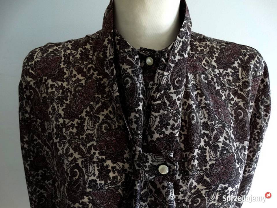 Bluzka Jedwabna Beżowa Orientalny Wzór Paisley sprzedam