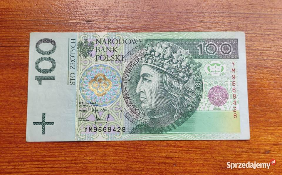 Banknot 100 zł 1994 seria YM - Zastępcza seria (nr.11)