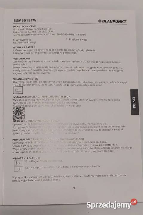 Waga łazienkowa analityczna Blaupunkt BSM601BTW