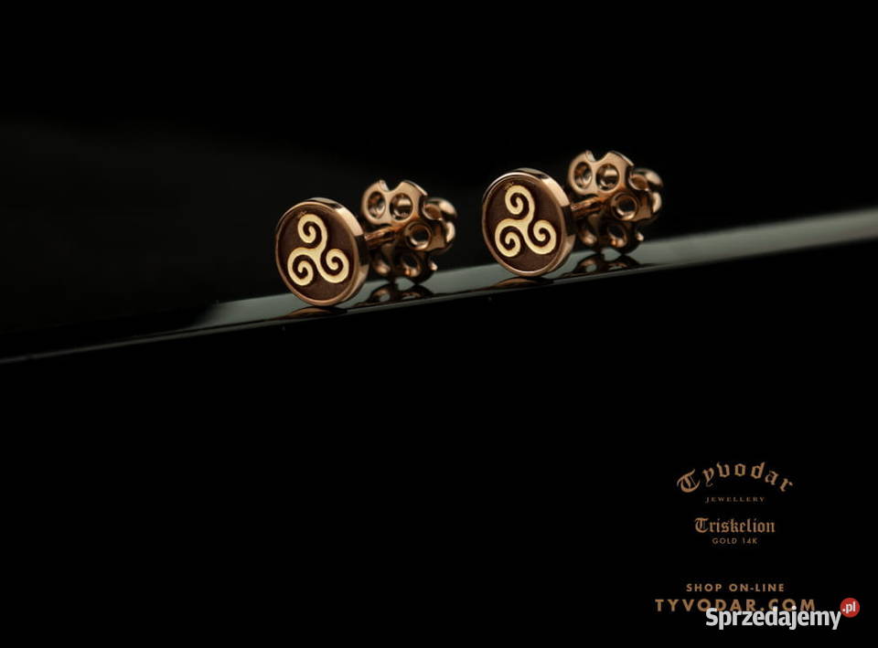 ZŁOTE SŁOWIAŃSKIE KOLCZYKI TRISKELION TYVODAR mazowieckie