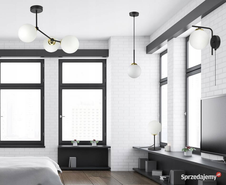 LAMPA WISZĄCA SUFITOWA ŻYRANDOL Czarna ZŁOTA