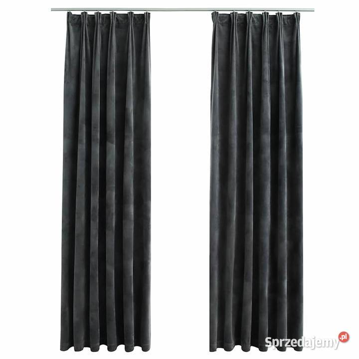 vidaXL Zasłony z haczykami 2 aksamitne antracyt Warszawa