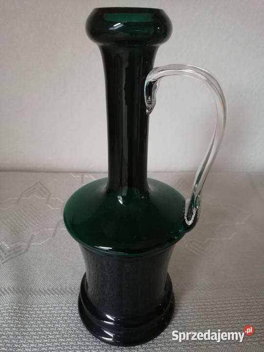 Zielona karafka wazon z uchem Gorlice