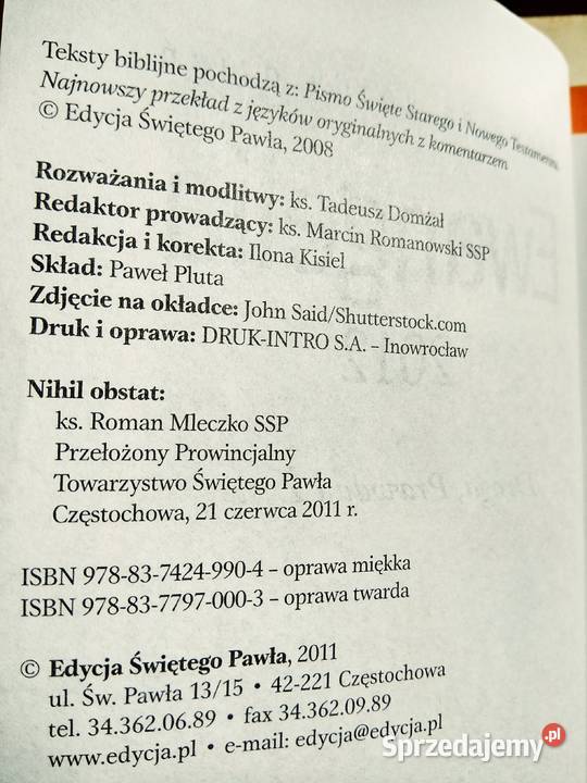 Ewangelia słowa na każdy dzień książki sprzedam