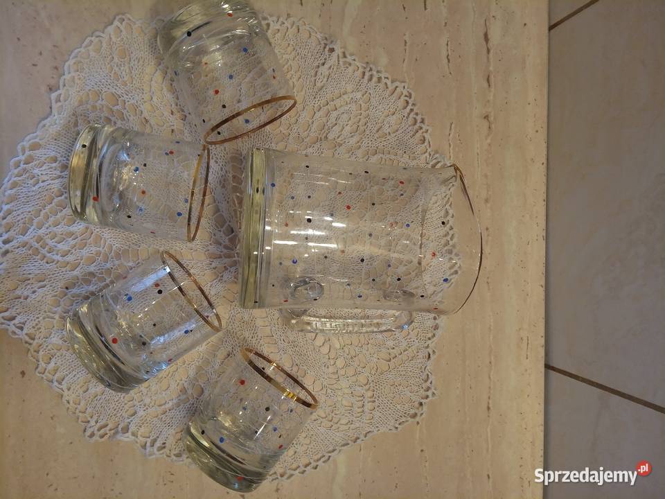 Dzbanek 4 szklaneczki w kropeczki lata 60 Porcelana i szkło kujawsko-pomorskie Nakło nad Notecią sprzedam