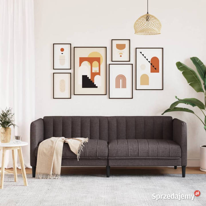 Sofa 2osobowa ciemnobrązowa tapicerowana tkaniną Warszawa