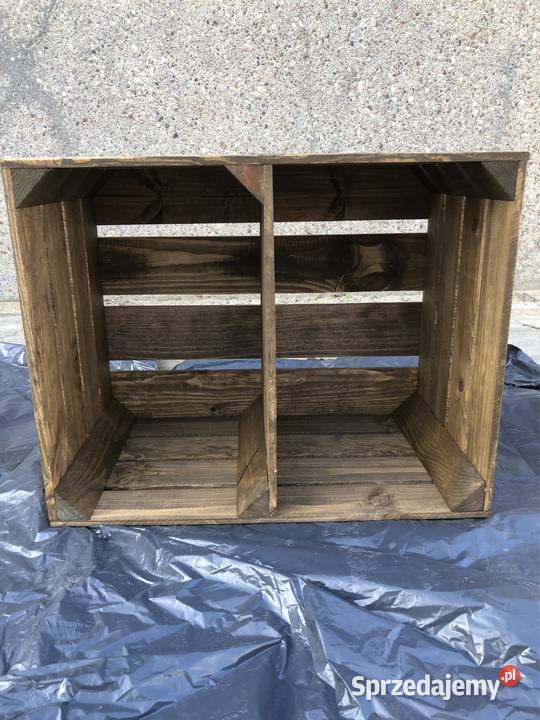 Drewniana skrzynka regał handmade rustykalny Poznań