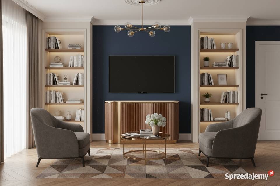 Ryflowana komoda drewniana brązowa złota Nutris Golkowice sprzedam