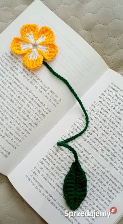 Kwiatek na szydełku zakładka do książki Rękodzieło Łask