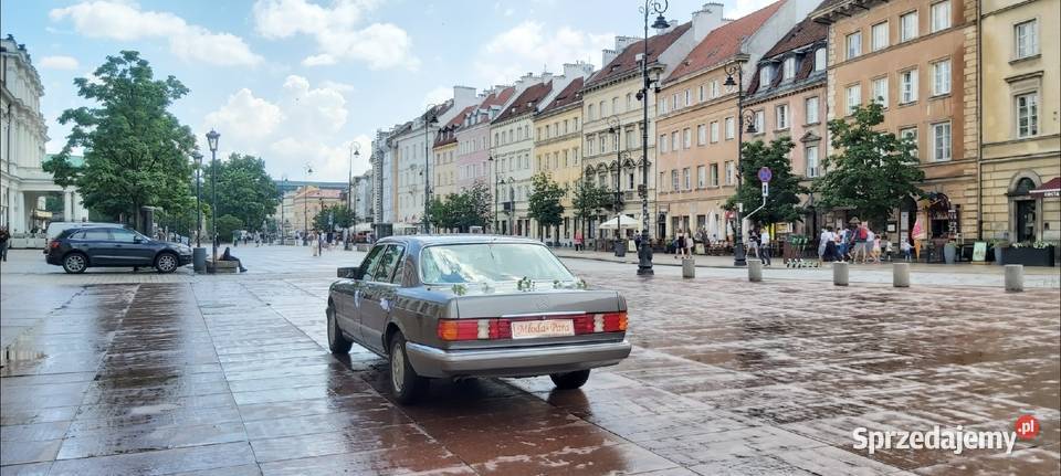 UWAGA Mercedes SKlasa W126 wynajem auto do ślubu Warszawa obsługa imprez