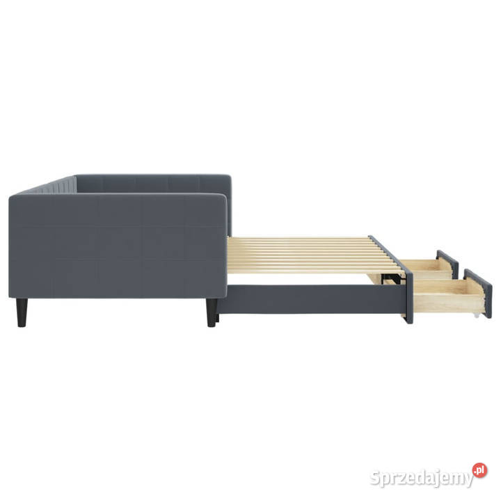 Sofa rozsuwana z szufladami ciemnoszara aksamit Warszawa