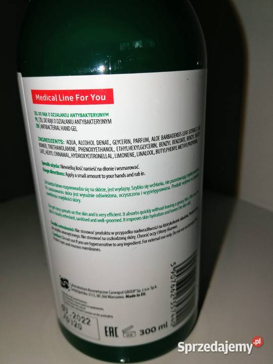 Żel do rąk 300ml dezynfekcja Środki dezynfekcyjne mazowieckie Mińsk Mazowiecki