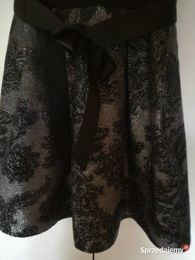 Sukienka imprezowo koktajlowa czarno srebrna Lublin