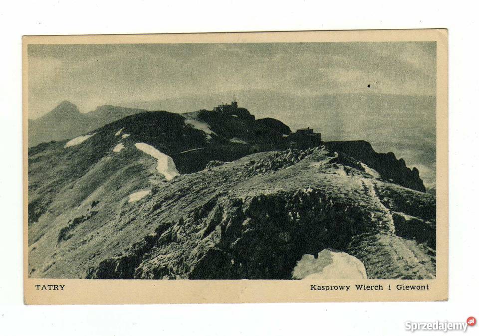TATRY KASPROWY WIERCH I GIEWONT POCZTÓWKA CZARNO Pocztówki i karty telefoniczne Krynki sprzedam
