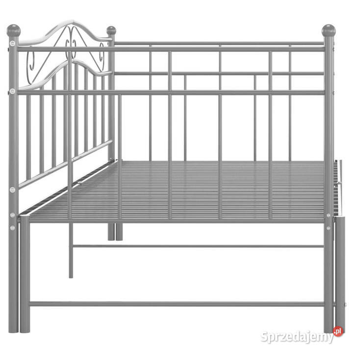 Sofa z wysuwaną ramą łóżka szara metalowa 90x200 Warszawa