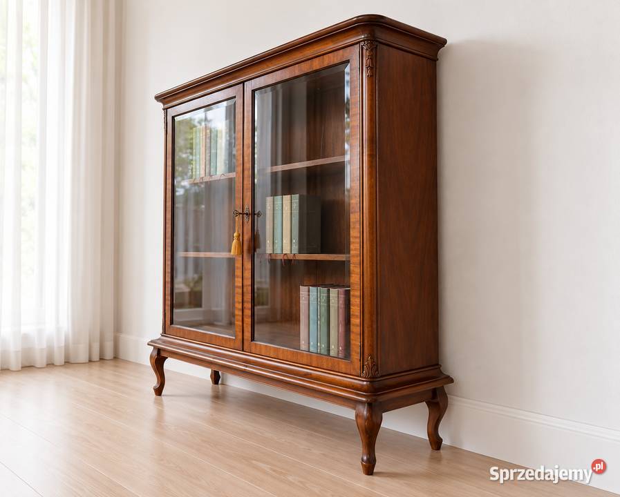 Witryna Biblioteczka Komoda Antyk orzech rzeźby Poznań