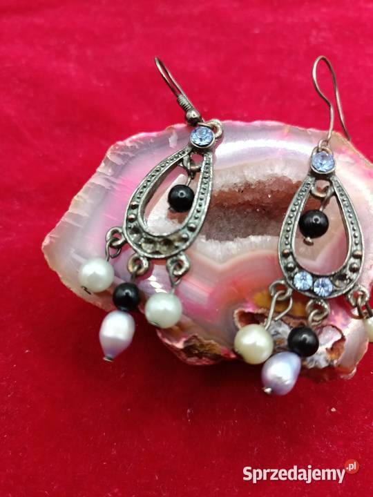 Kolczyki długie z perełkami lubelskie Zamość