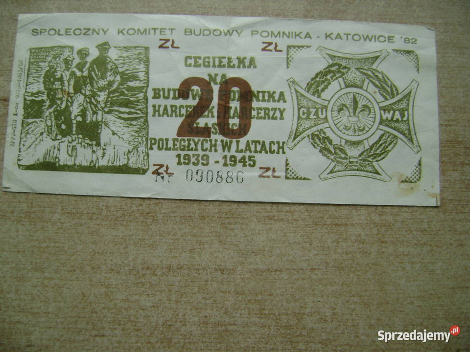 Starocie z PRL ZHP Cegiełka 20 z 1982r na pomnik sprzedam