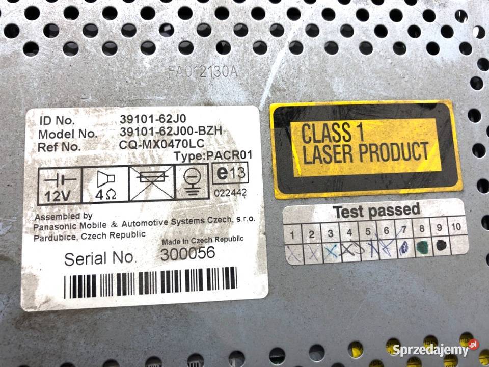 RADIO SUZUKI SWIFT III 3910162J0 ODTWARZACZ