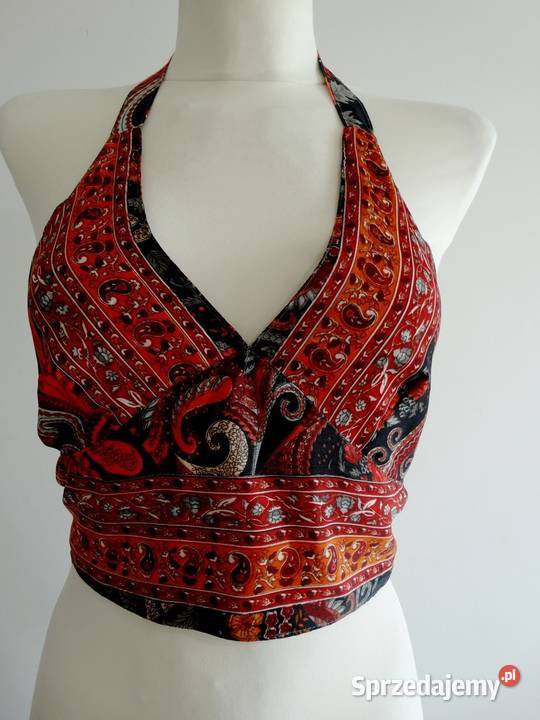 Bluzka Crop Top Jedwabna 70 Jedwab Wiskoza Wzór