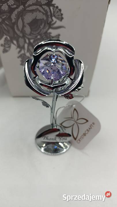 Metalowa róża z kryształkiem Thank You Zamość