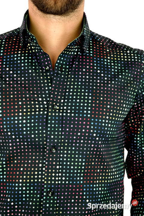 GIOVANNI PERA Koszula Męska K002 Czarna KOSTKA Ostrów Wielkopolski