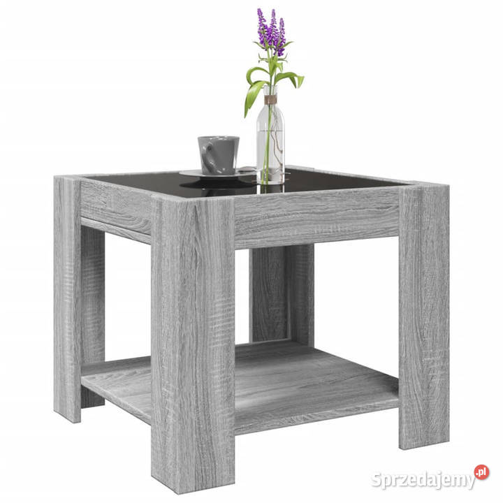 Stolik kawowy z LED szary dąb sonoma 53x53x45 Warszawa