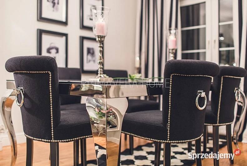 Krzesło glamour tapicerowane z kołatką srebrne Krzesła Warszawa