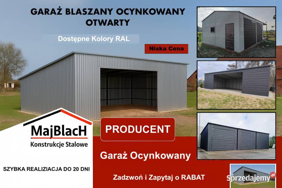 Garaż Blaszany Ocynkowany Garaż Blaszany HALA