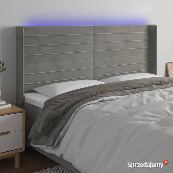 Zagłówek do łóżka z LED jasnoszary 183x16x118128 Warszawa