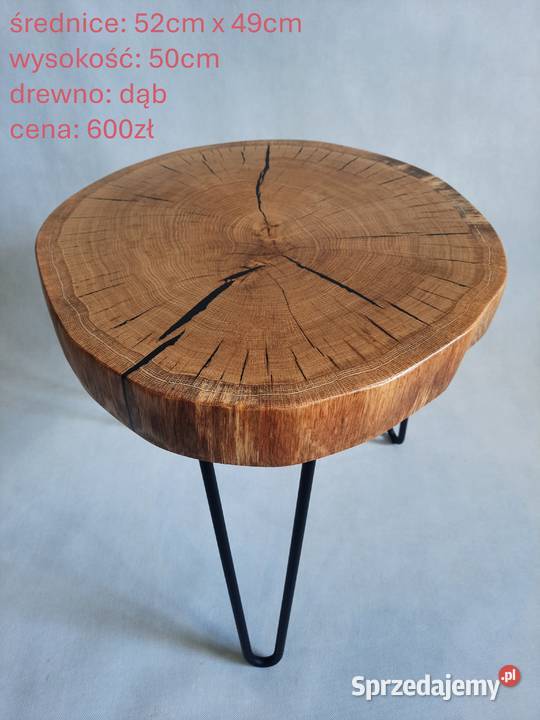 Stolik kawowy plaster drewna loft industrial Długołęka