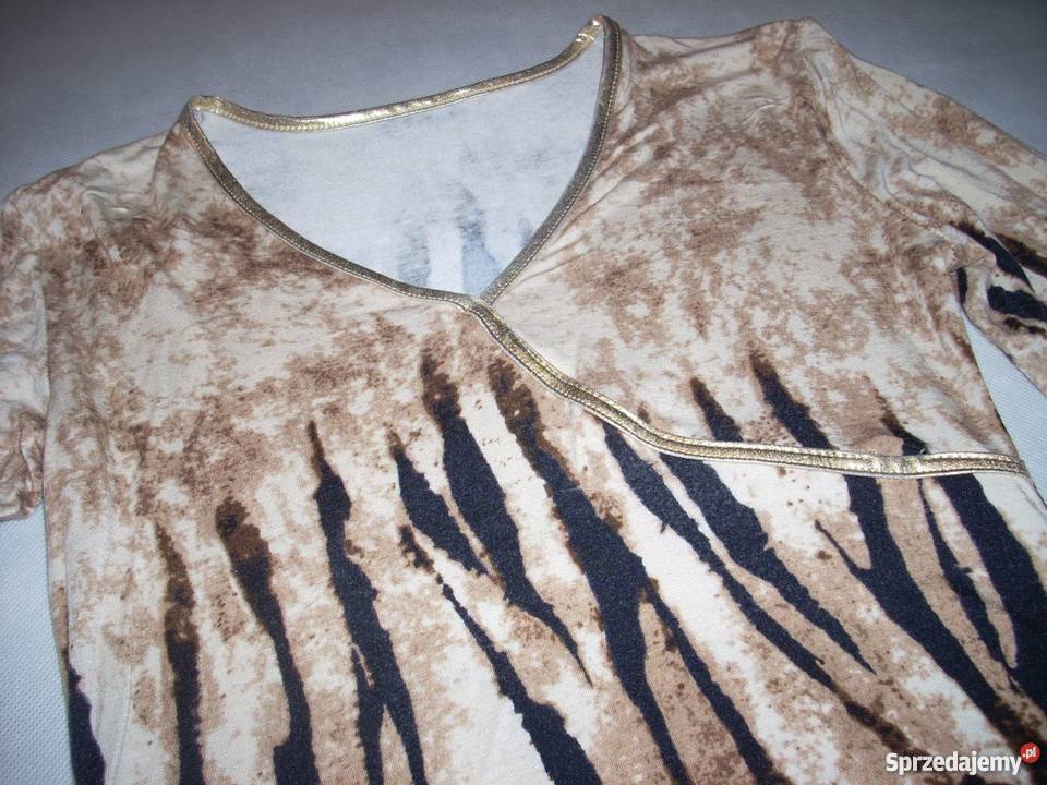 Tunika Bluzka Złota Lamówka J NOwa 36 38 Nowy Sącz