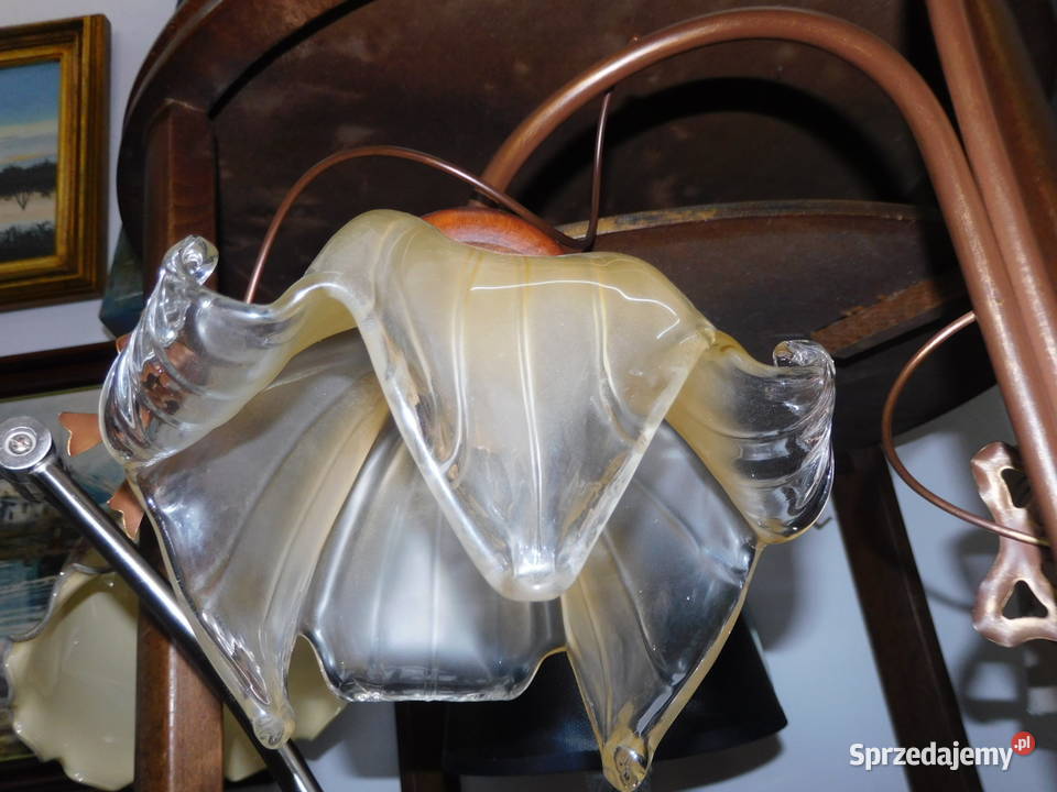 Lampa szkło drewno i metal Oleśnica