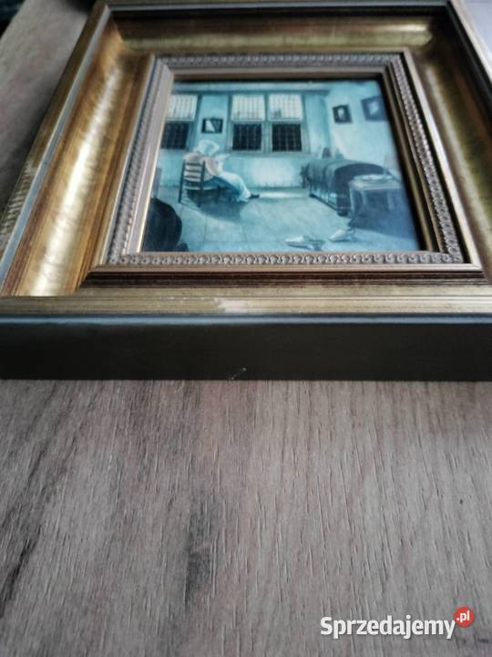 Mały obraz w złoconej ramię kobieta czytająca Choszczno