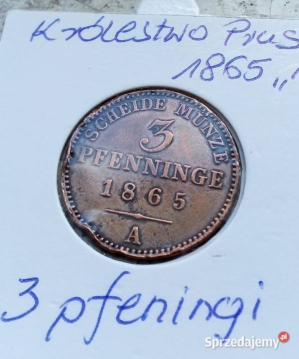 NIEMCYPRUSY 3 PFENINGI1865 rAMIEDZŁADNA Numizmatyka Legionowo