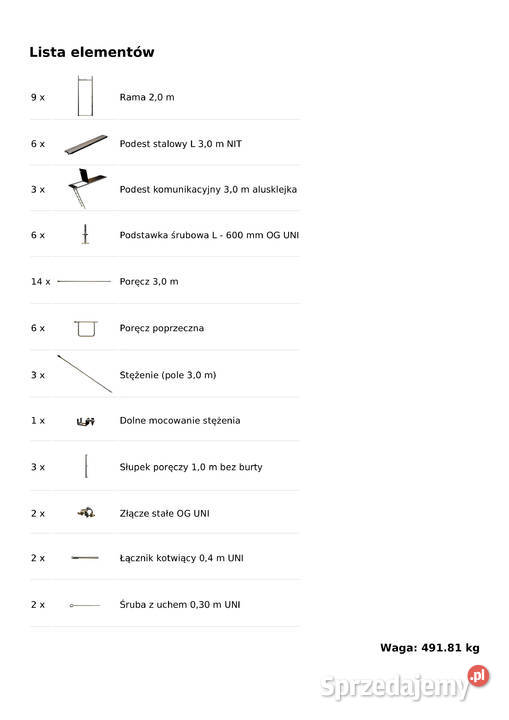 NOWE Rusztowanie elewacyjne 492m2 Rusztowanie Stare Siołkowice