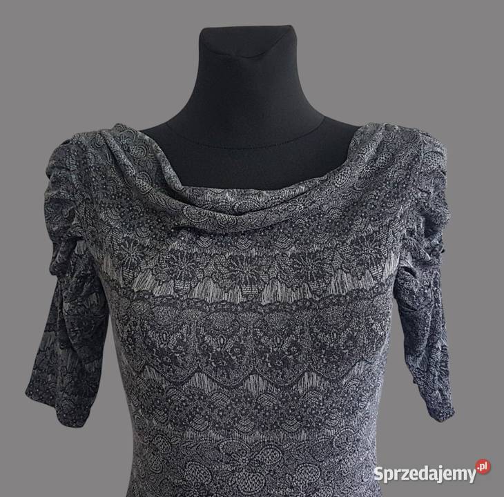 Damska bluzka z bufiastym krótkim rękawem szara Chrzanów