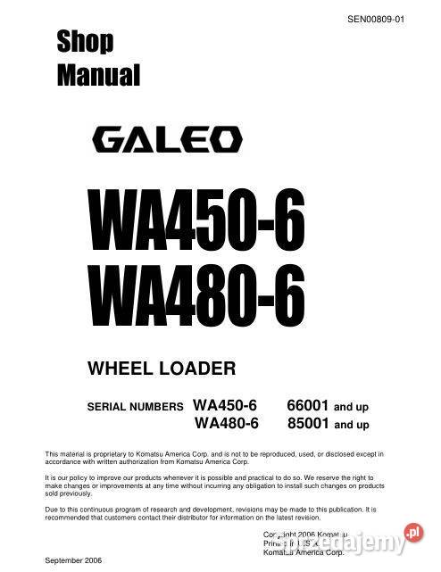 Komatsu WA4706 ECO WA4806 ECO instrukcja napraw Kielce sprzedam