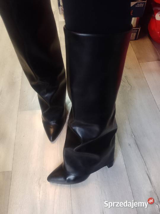 39 Ekskluzywne czarne Kozaki kowbojki wieczorowe