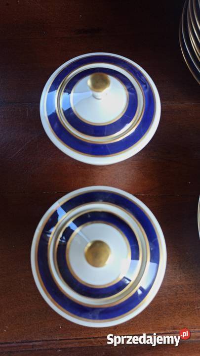 Cukiernica Porcelana kobaltowo złota Syg pomorskie