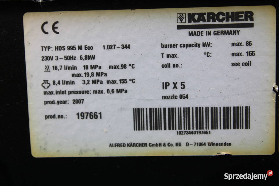 Myjka Gorąco wodna KARCHER HDS 995 M Eco Radom sprzedam
