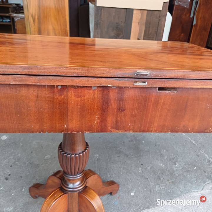 Unikatowy Stolik Karciak Biedermeier rozkładany wielkopolskie Suchorzew
