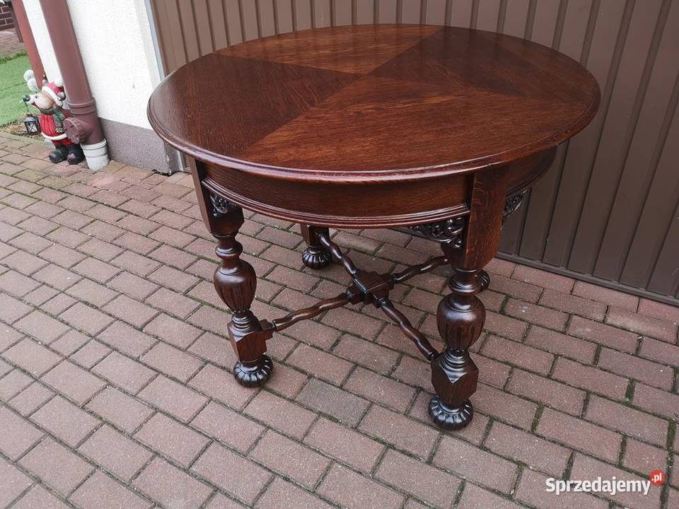 Stół Dębowy Okrągły 99 Unikat Zgrabny Stary Swarzędz