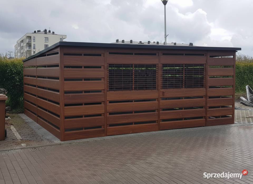 Nowoczesna Wiata Śmietnikowa 56 m Ciemny Orzech zachodniopomorskie