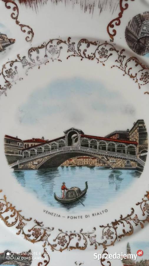 Patera Venezia Ponte Di Rialto Pięknie zlocona Gdańsk