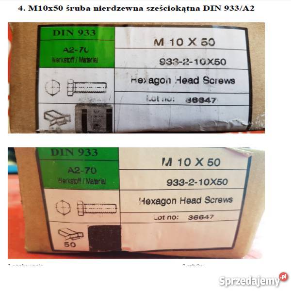 M20 M16 M12 M10 M8 śruby i nakrętki DIN 933A2 Katowice