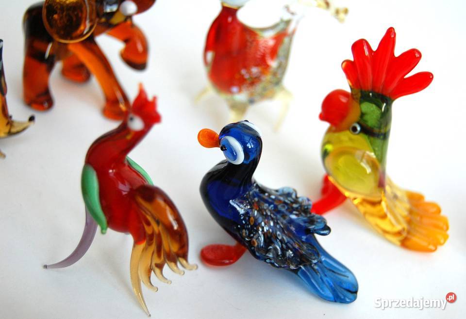 Szklane zwierzątka figurki ze szkła kolorowe lubelskie