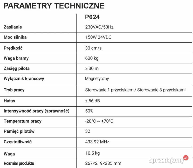 GateOn P624 24V napęd do bram przesuwnych o Napędy mazowieckie Wiskitki