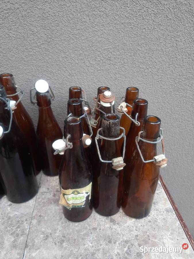 Stare szkło butelki 19 brąz PRL