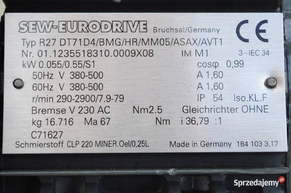 Motoreduktor 0050055kw 7979obr FALOWNIK SEW Kargowa